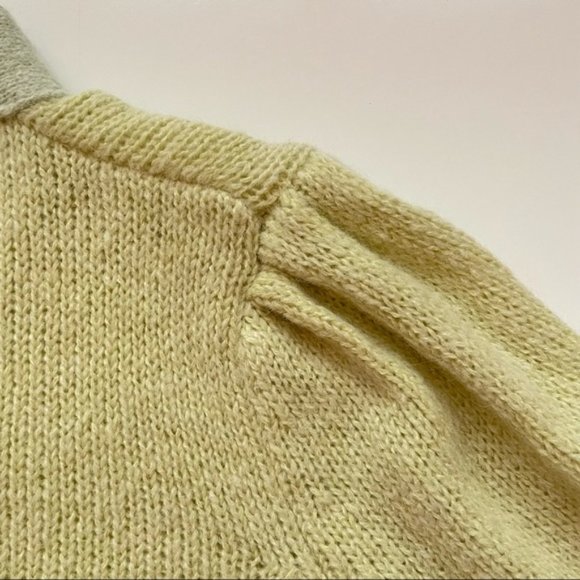 SOLD YesStyle V-Neck Two-Tone Green Knit Button-Up Trendy Cardigan - Picture 11 of 16